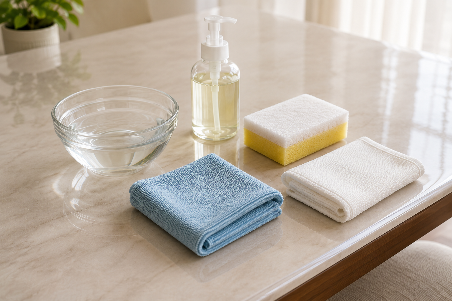 Removing food stains from a PVC table cover with mild soap