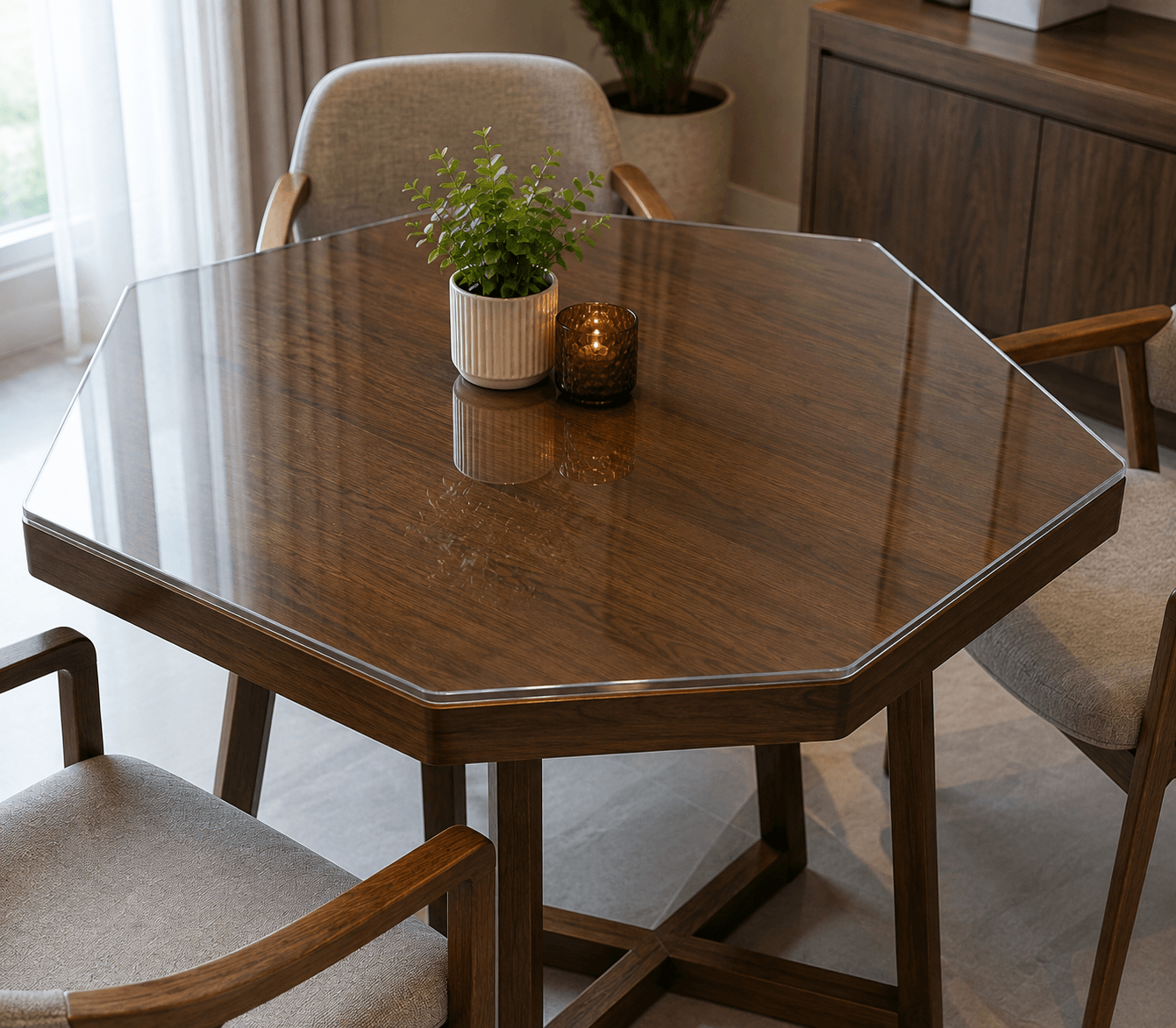 Coffee table with protective surface cover