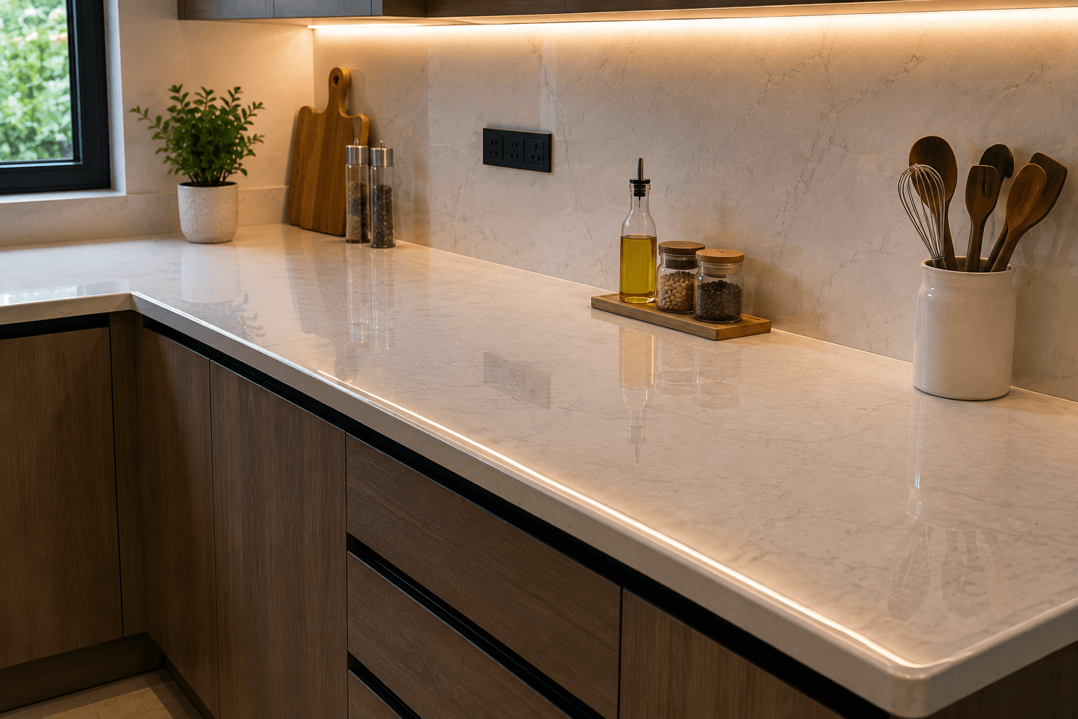 Kitchen counter with protective surface