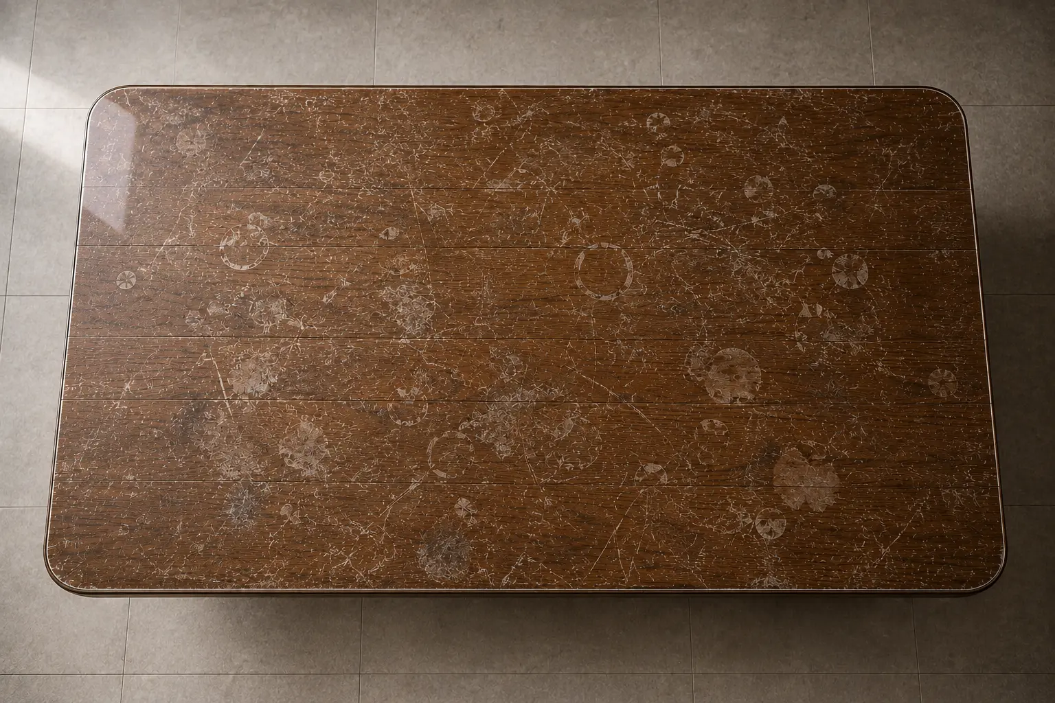 Marble dining table protected with ClearShield